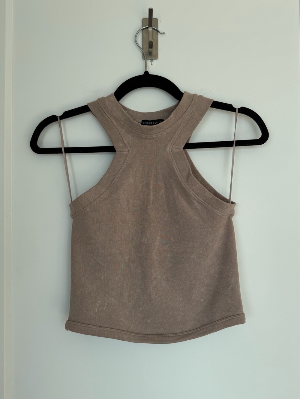 Sincerely Jules Taupe Racerback Crop Top size Small